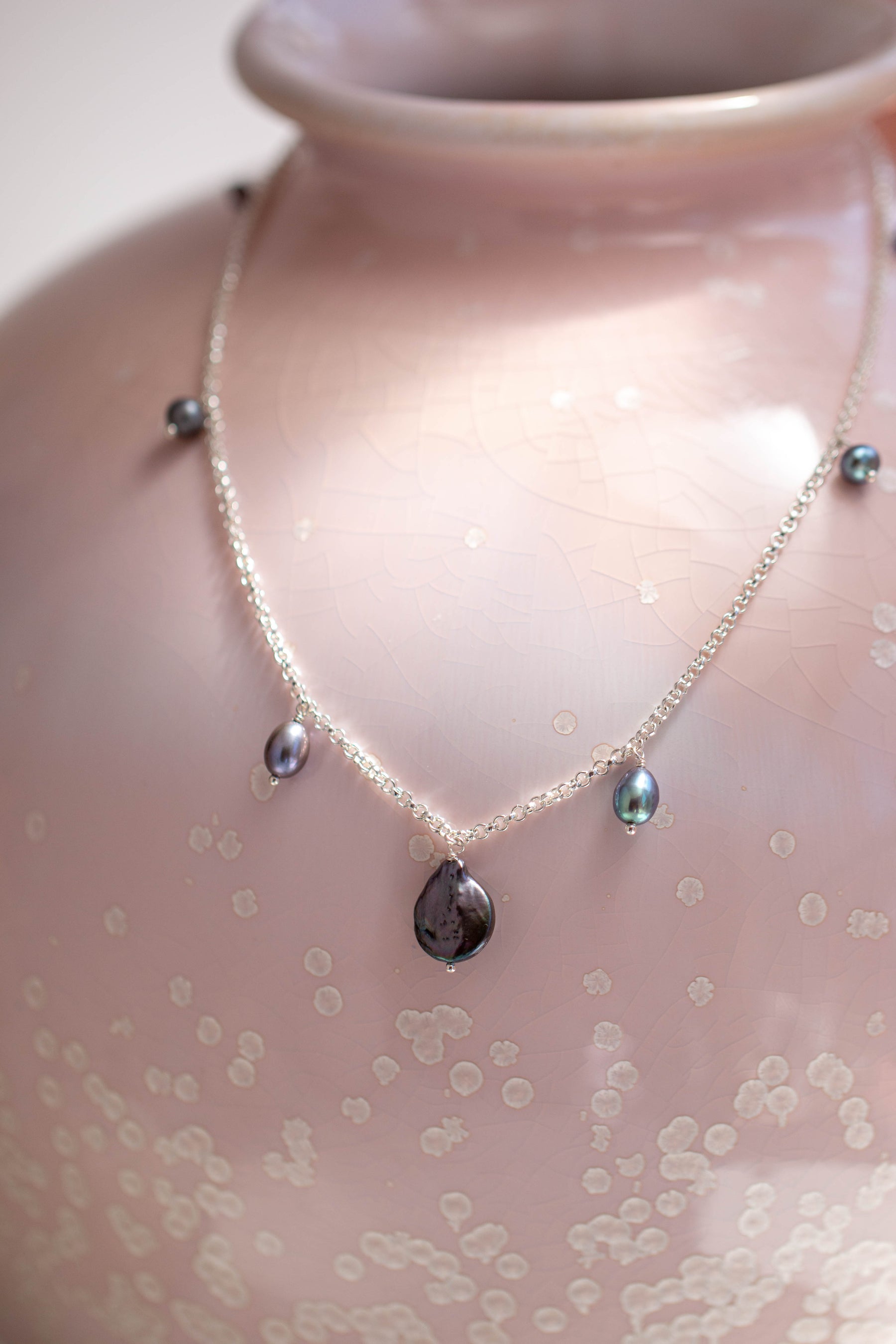 Pearl ~ Peacock Dangle Necklace