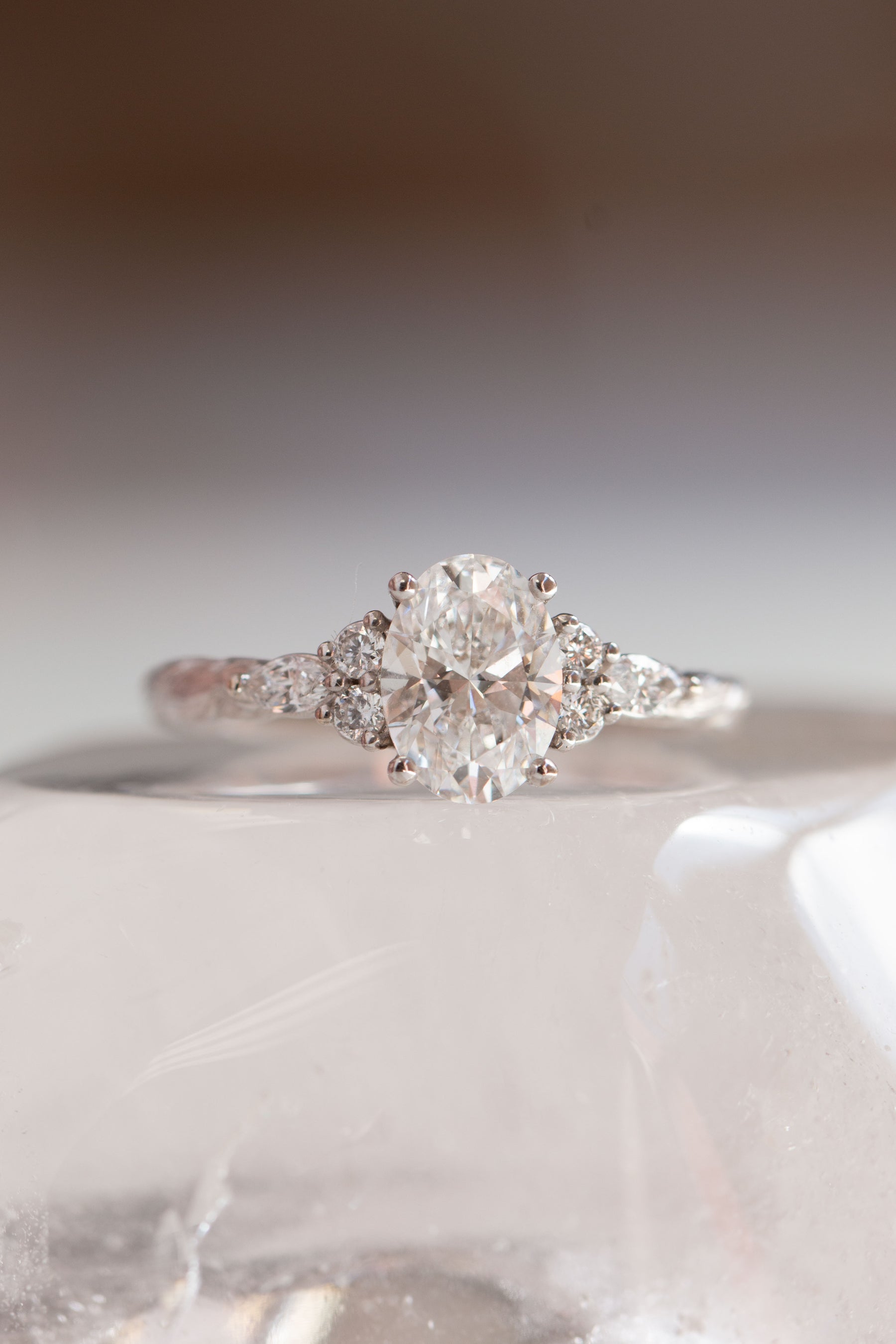 Custom Design ~ Oval Kite String 7-Stone Ring