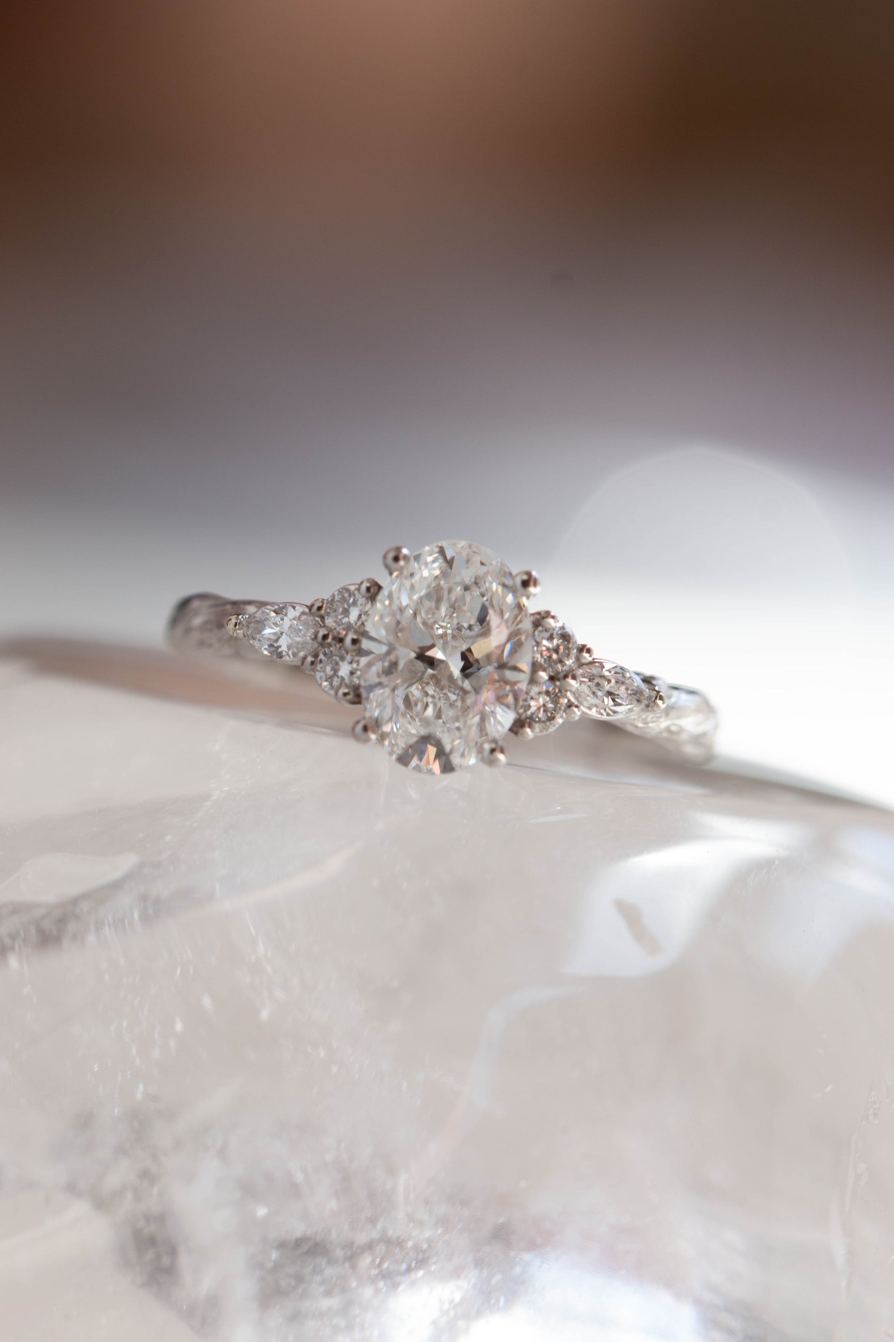 Custom Design ~ Oval Kite String 7-Stone Ring