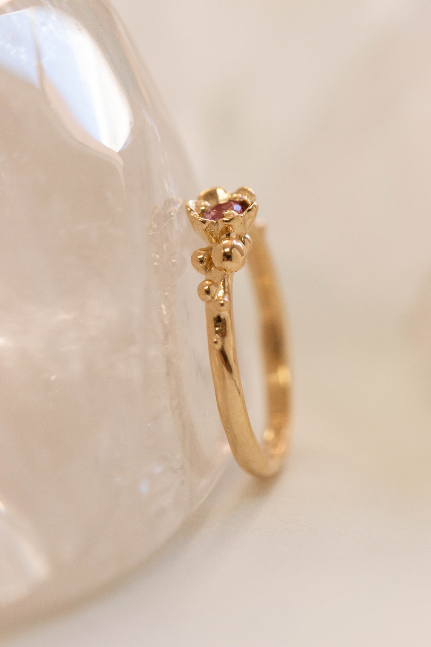 Custom Design ~ Pink Sapphire Caviar & Barnacle Ring