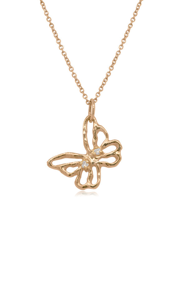 Butterfly ~ Small Diamond Pendant in Gold
