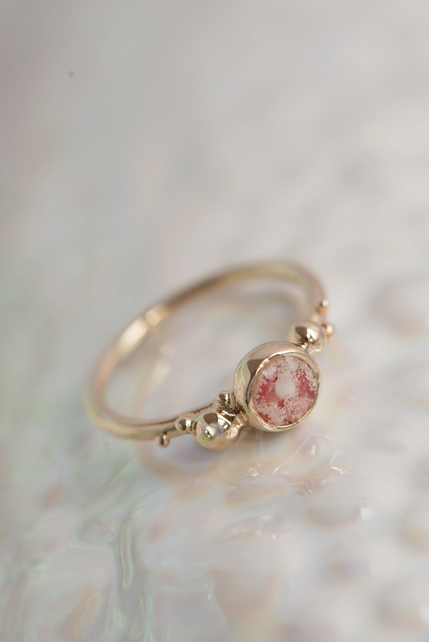 Coral Caviar ~ Medium Ring in Gold