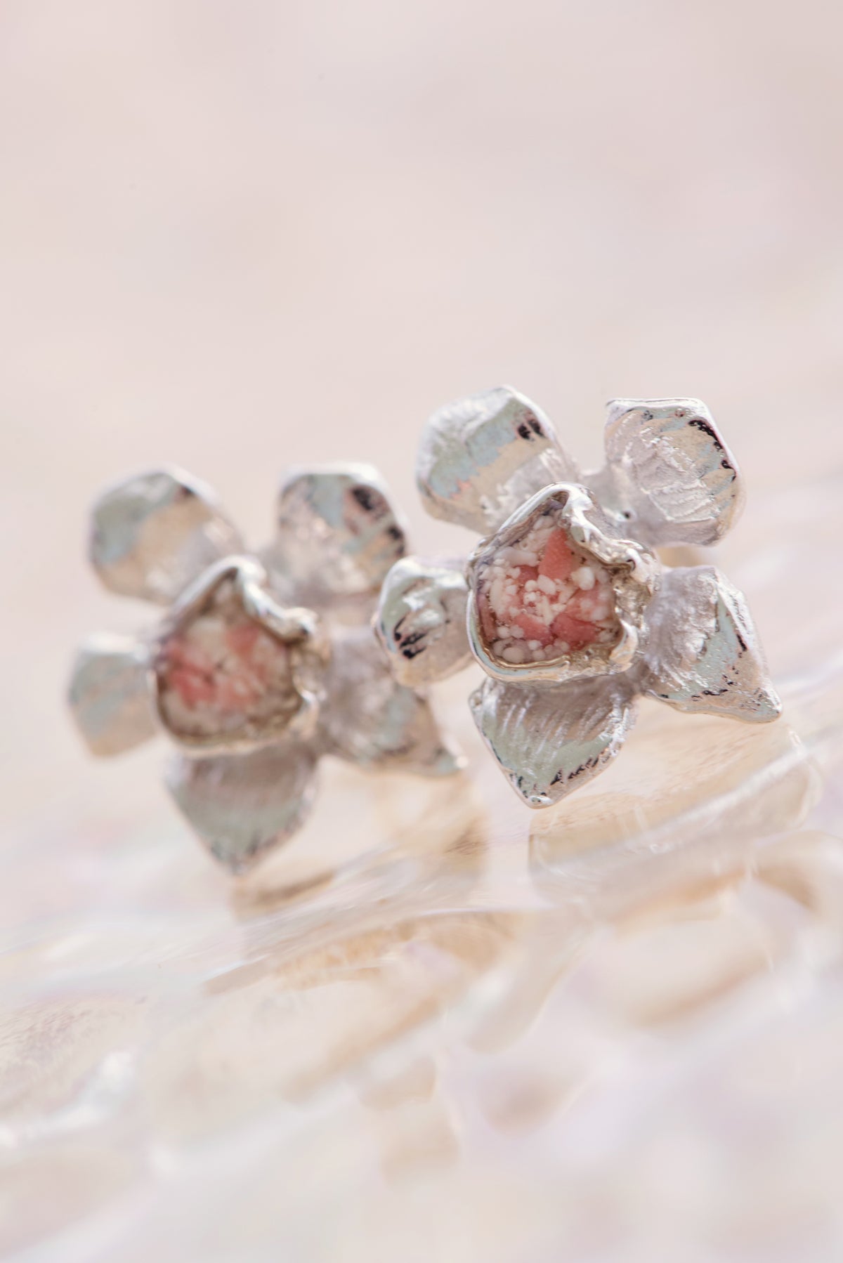 Fera ~ Tiny Flower Stud Earrings in Gold - Alexandra Mosher Studio Jewellery