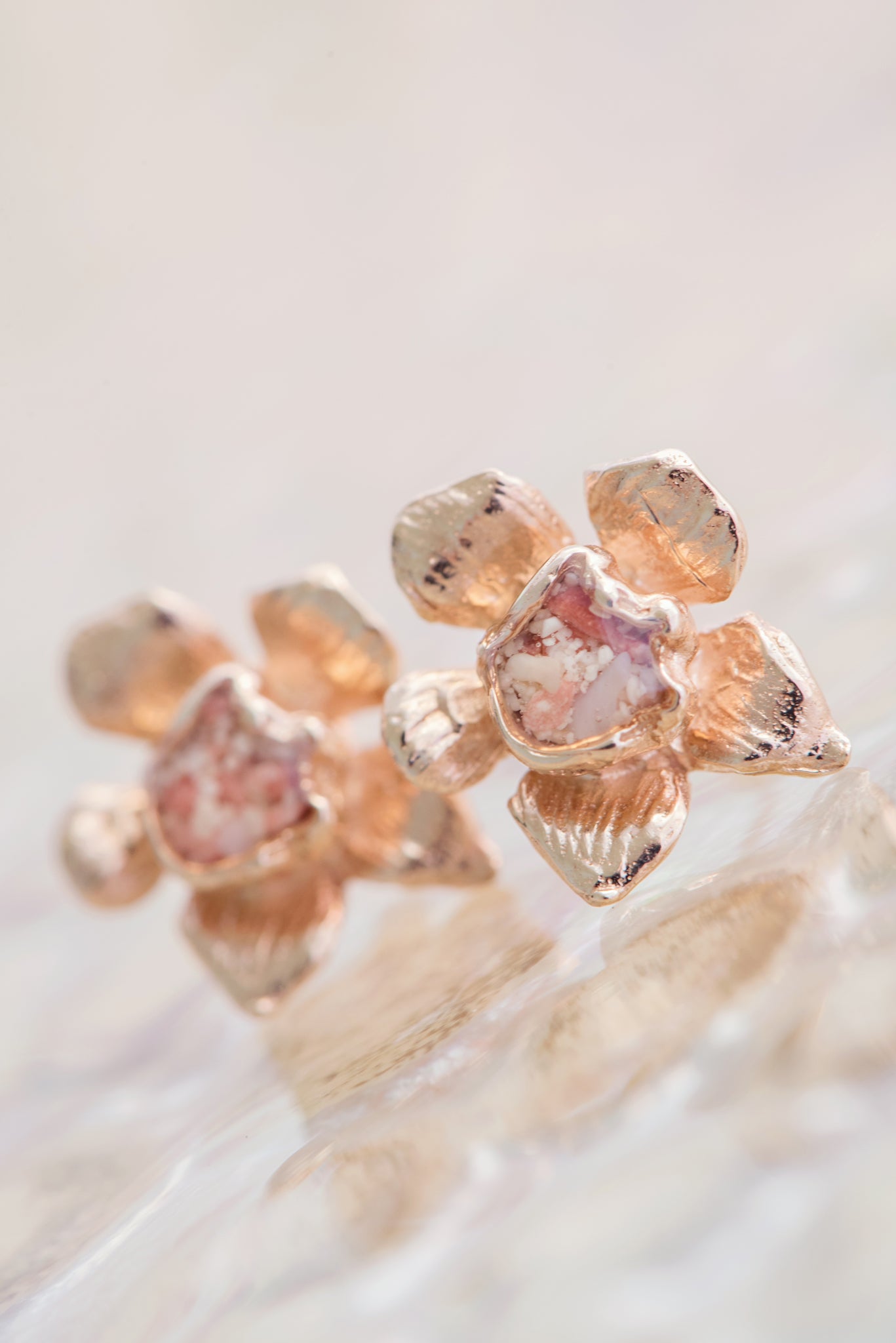 Fera ~ Tiny Flower Stud Earrings in Gold