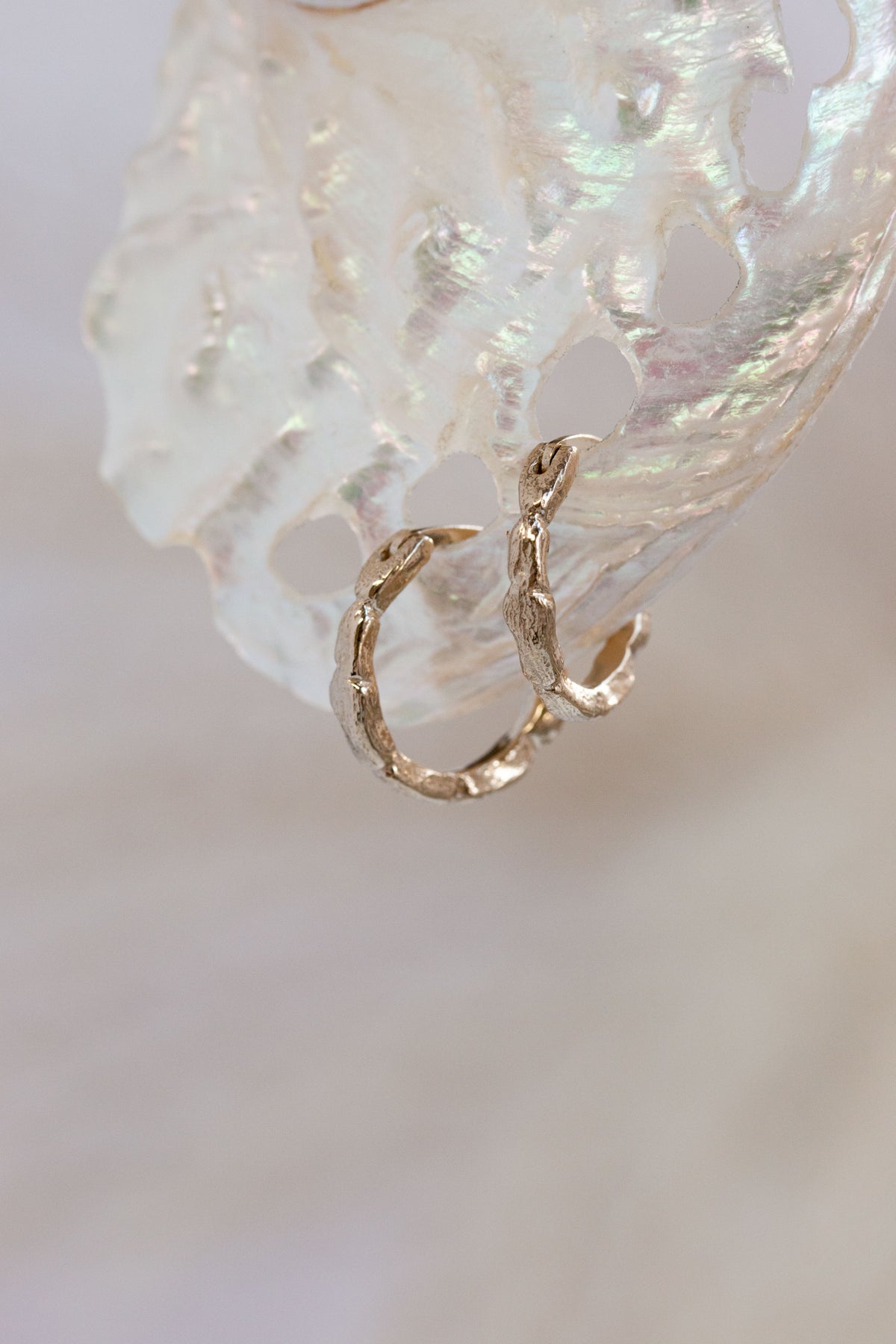 Hoops ~ Coral Small Huggies in Gold