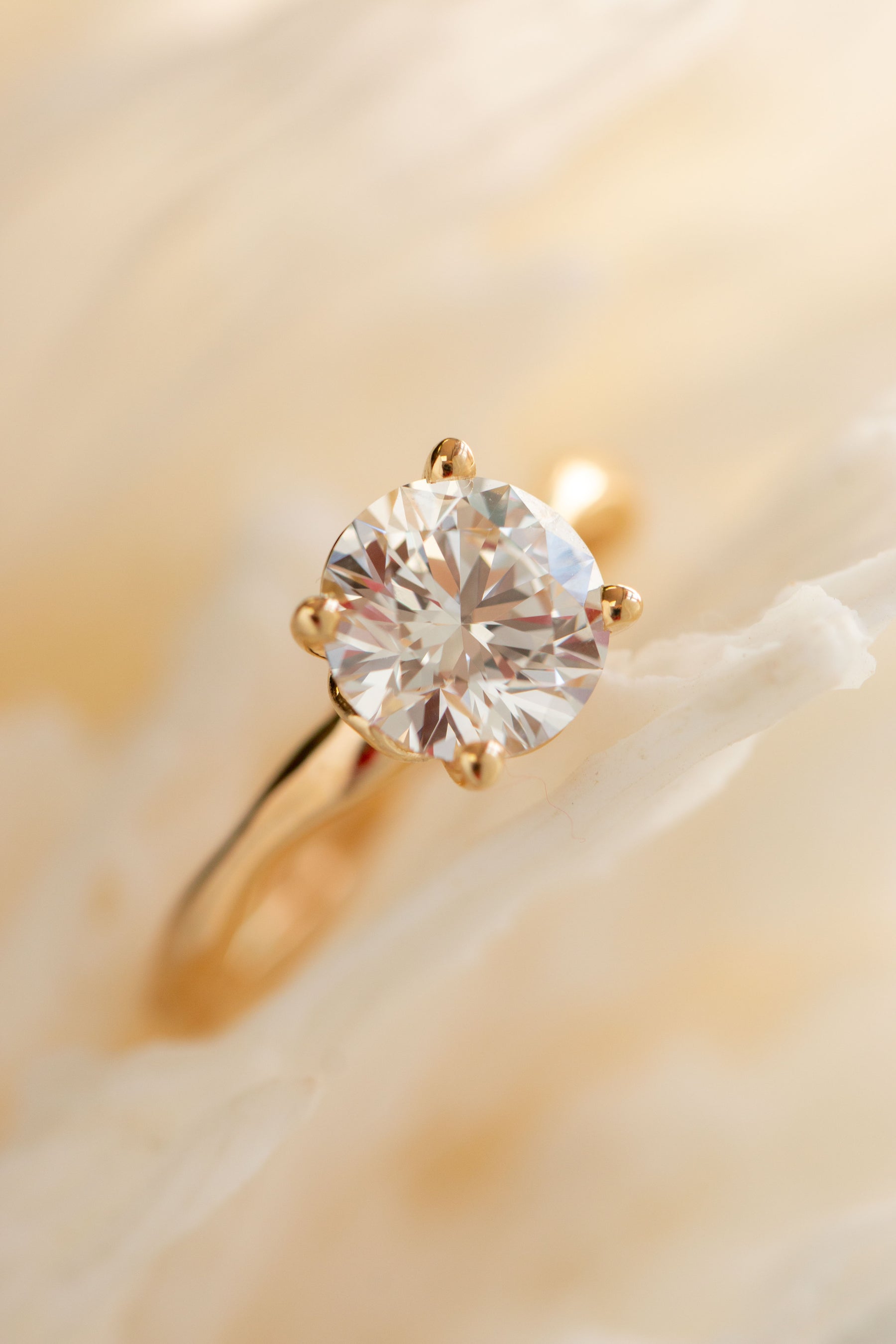 Custom Design ~ Round Cut Lab Grown Diamond Solitaire with Melt Band & Floral Setting