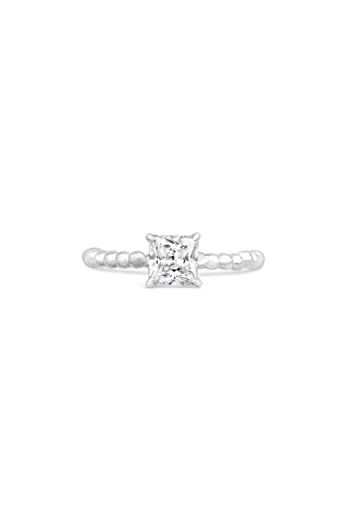 Engagement Rings ~ Caviar 4 Prong Princess Ring
