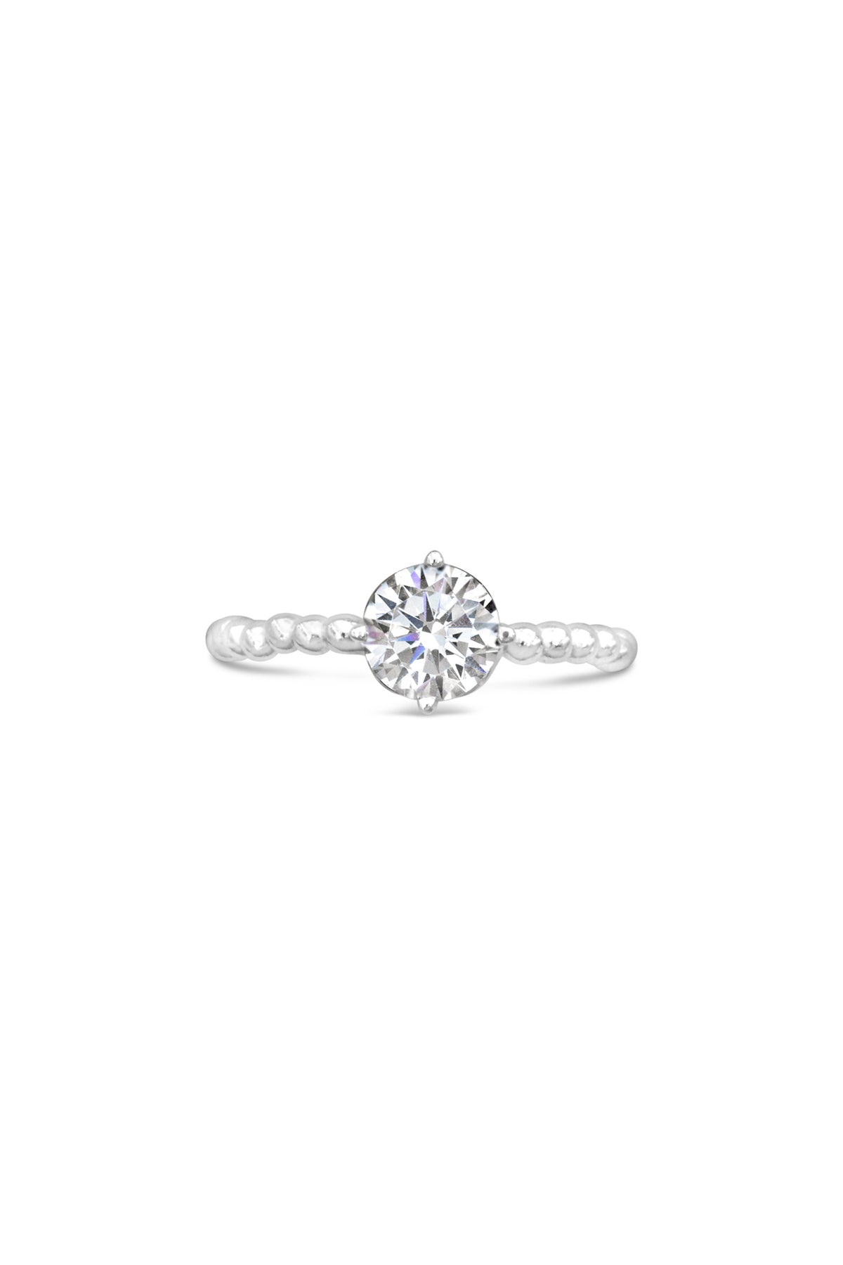 Engagement Rings ~ Caviar Compass 4 Prong Round Ring