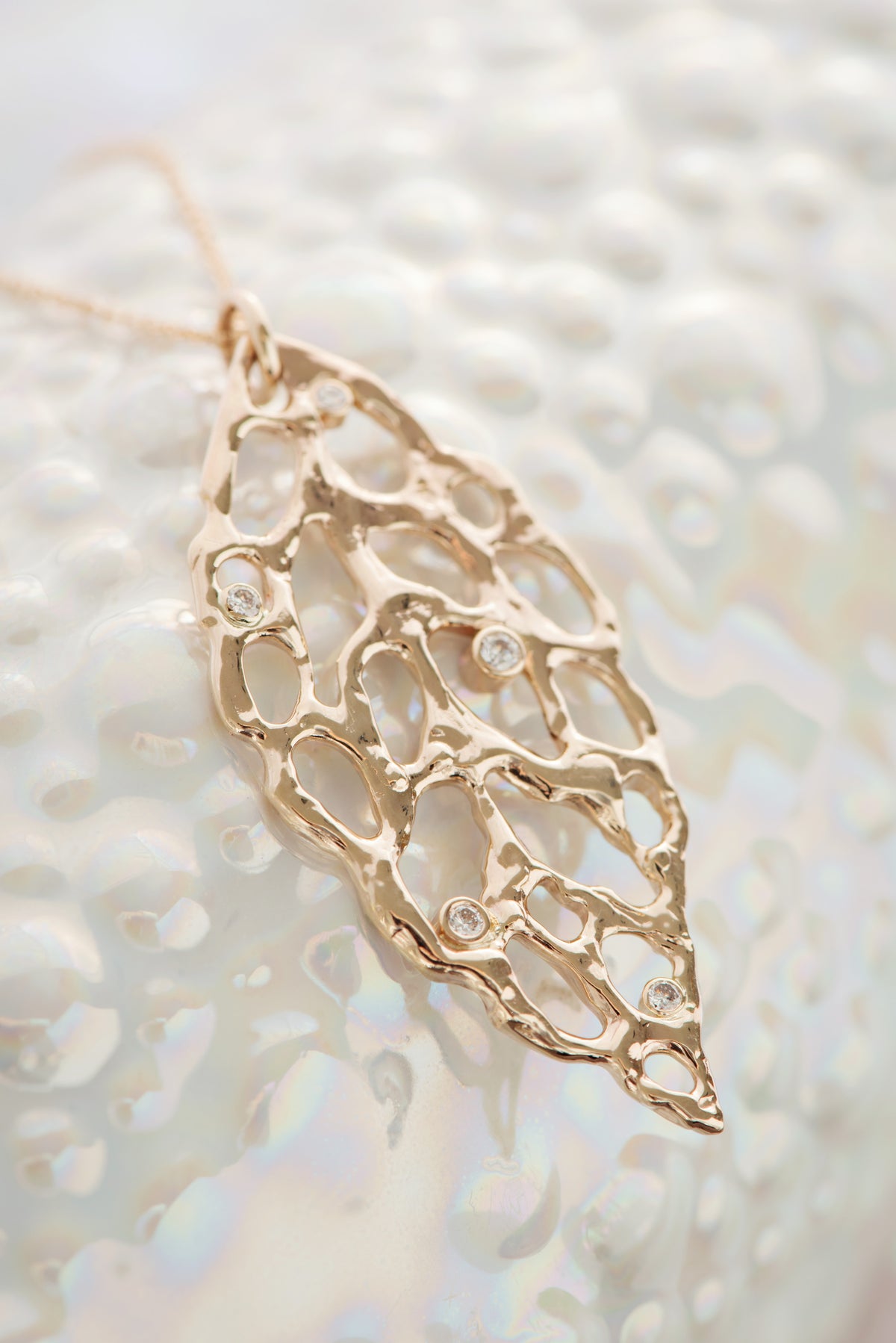 Lace ~ Large Diamond Pendant in Gold