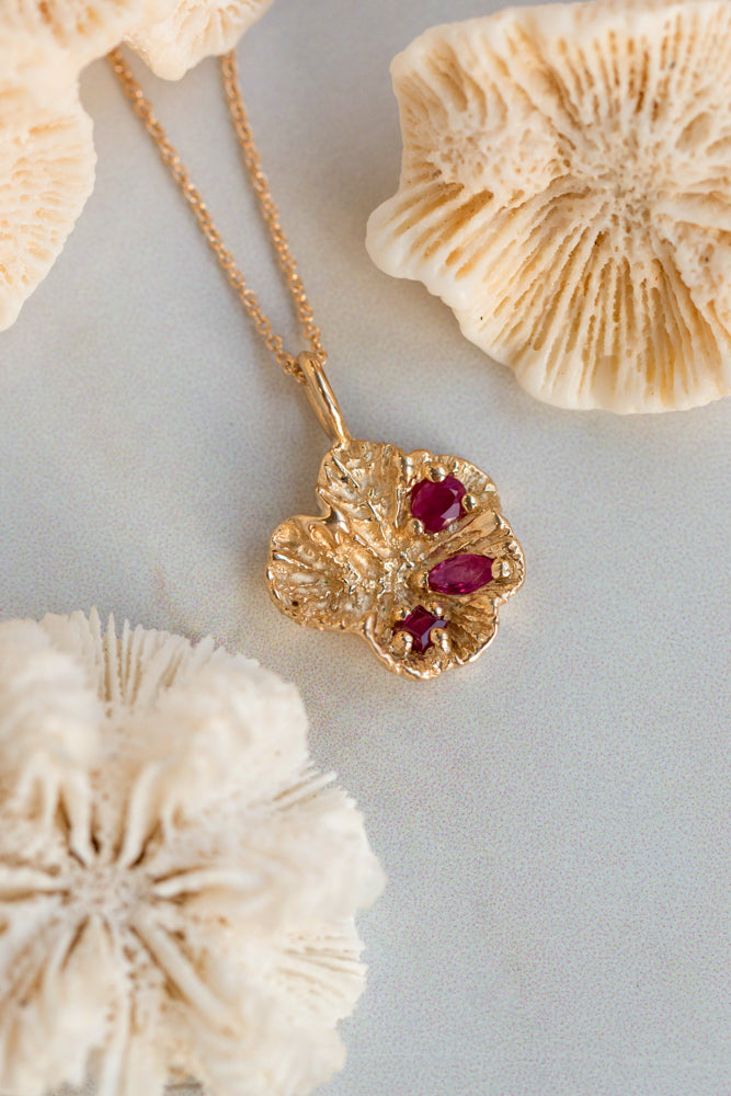 One of a Kind ~ Coral Polyp Medium Pendant in Gold