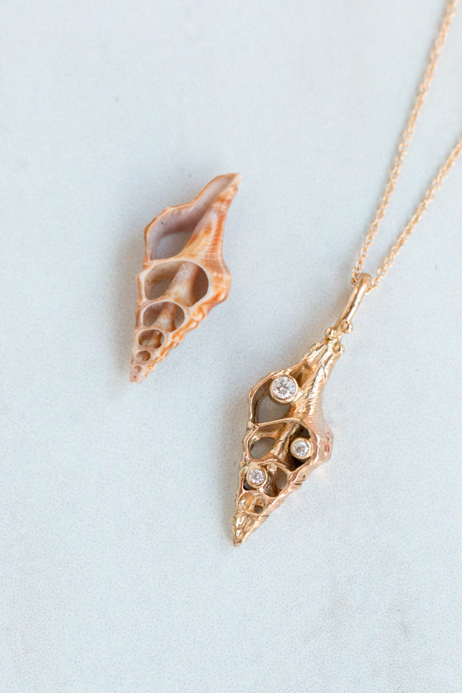 One of a Kind ~ Large Open Shell Pendant in Gold