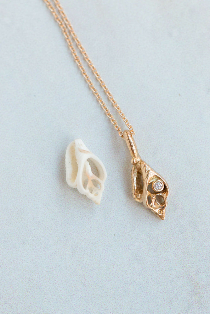 One of a Kind ~ Small Open Shell Pendant in Gold