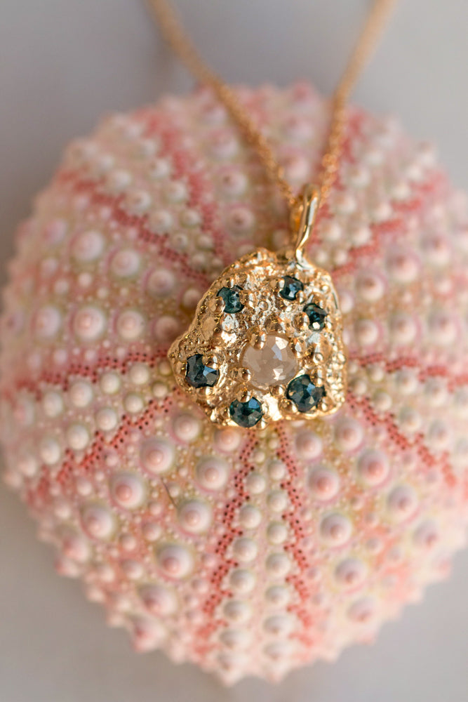 One of a Kind ~ Sea Urchin Pendant in Gold