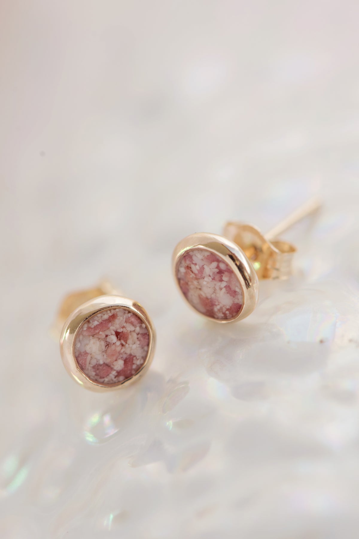 Splash ~ Circle (Small) Stud Earrings in Gold - Alexandra Mosher Studio Jewellery