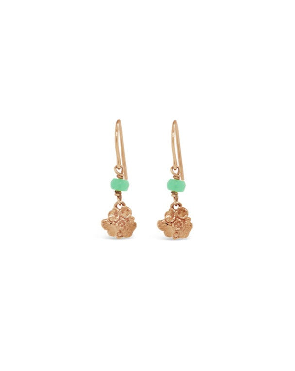 Tide Pool ~ Textured Small Gem Gold Stud Earrings w/ Chalcedony (Green)