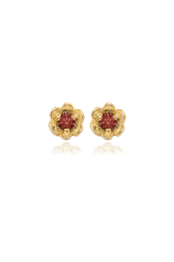 Barnacles ~ 2.5mm 14KY Rhodolite Garnet Stud Earrings