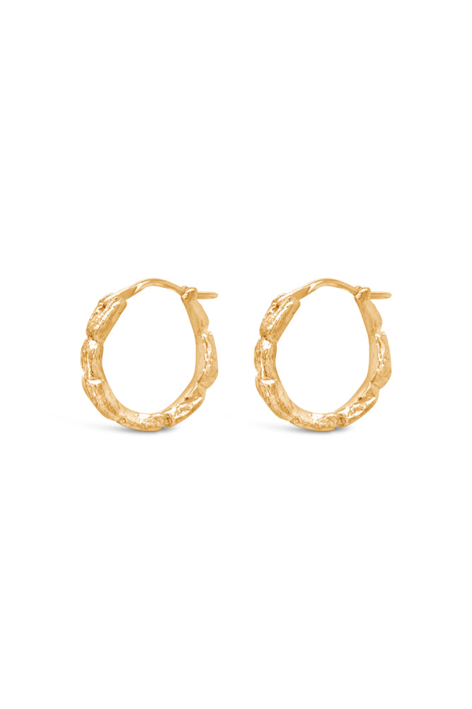 Hoops ~ Coral Small Huggies in Gold