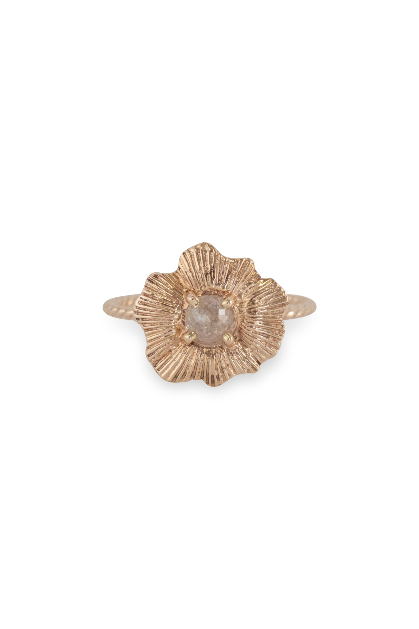One of a Kind ~ Round Starburst Shell Ring in Yellow Gold
