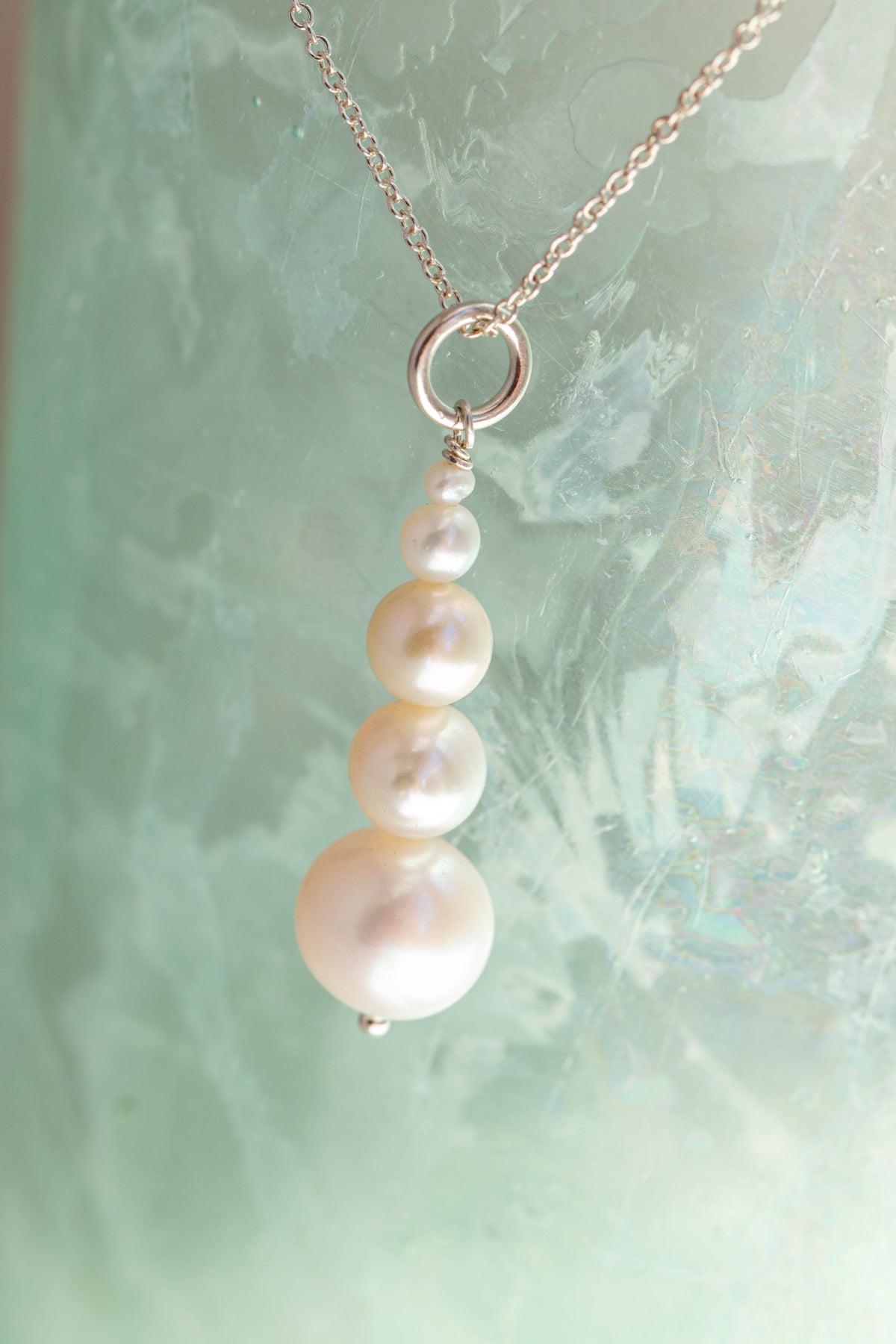 Pearl ~ White Stacked Pendant