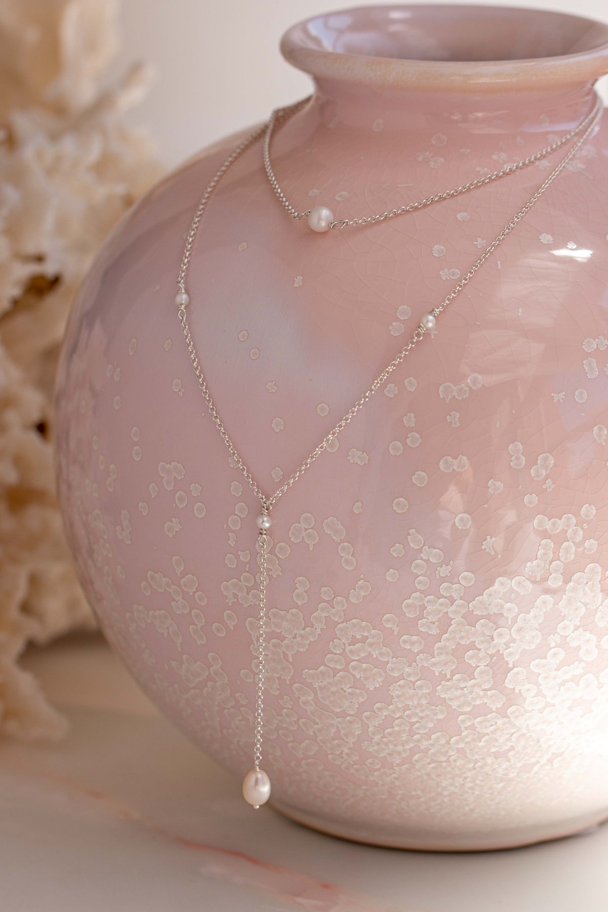 Pearl ~ White XL Drop Necklace