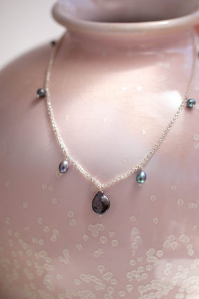 Pearl ~ Peacock Dangle Necklace