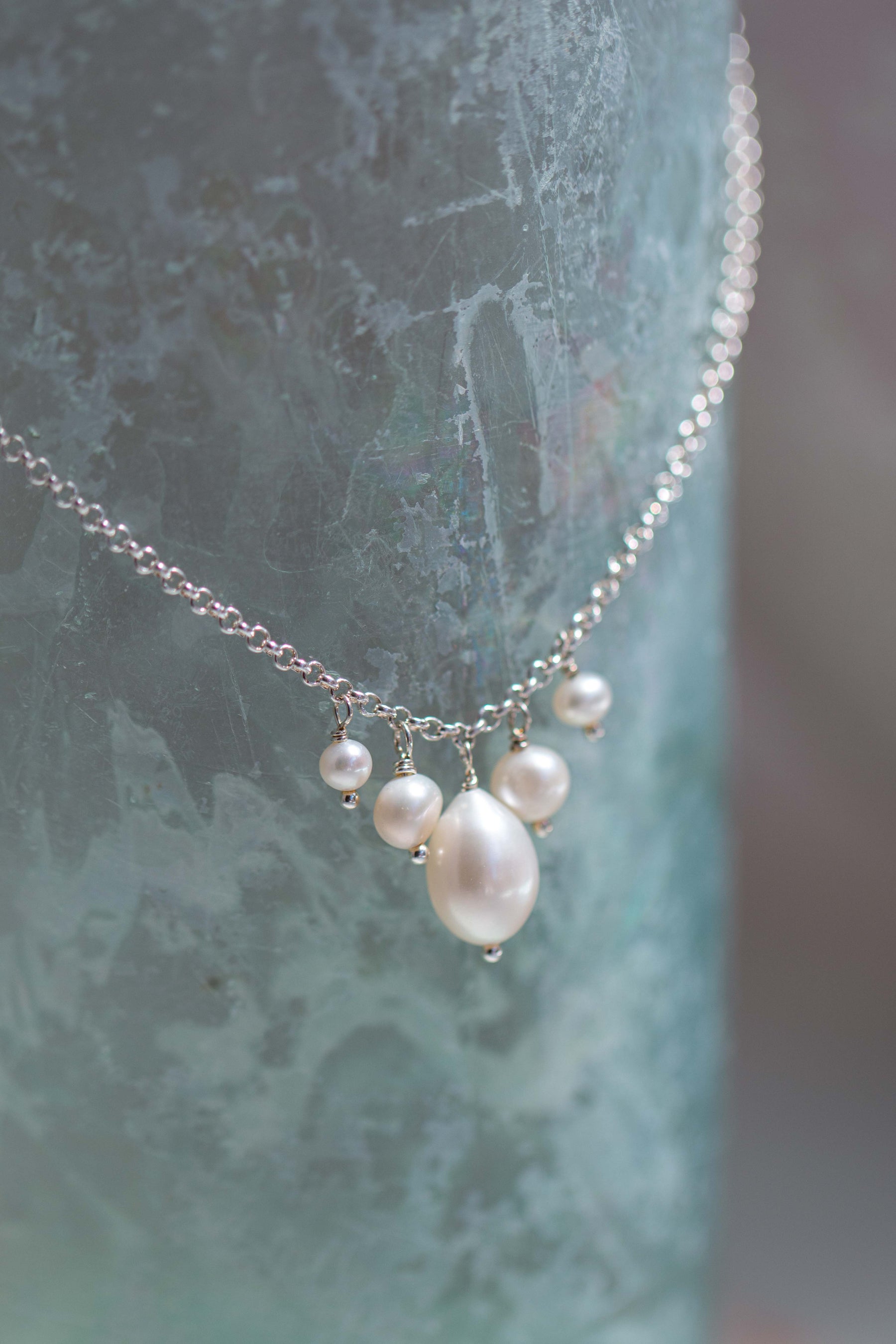 Pearl ~ White Dangle Necklace