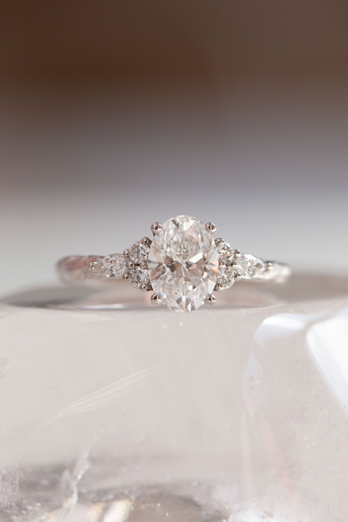 Custom Design ~ Oval Kite String 7-Stone Ring
