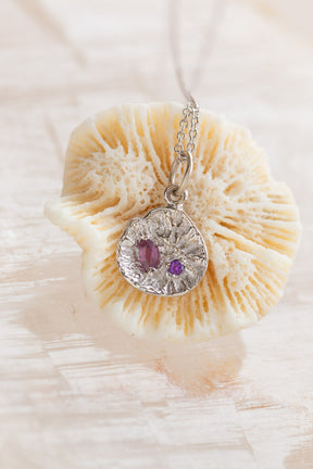 Custom Design ~ Coral Polyp Pendant with Rhodolite Garnet & Amethyst