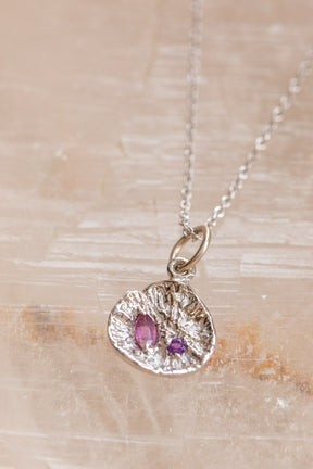 Custom Design ~ Coral Polyp Pendant with Rhodolite Garnet & Amethyst