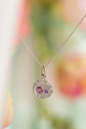 Custom Design ~ Coral Polyp Pendant with Rhodolite Garnet & Amethyst
