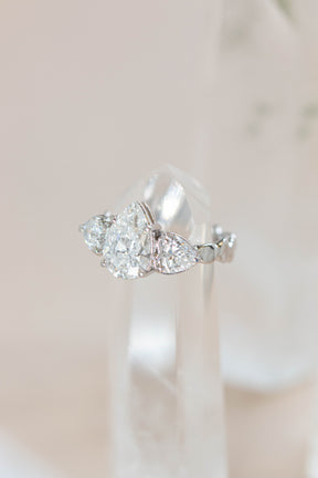 Custom Design ~ Coral Band with Pear & Heart Diamonds