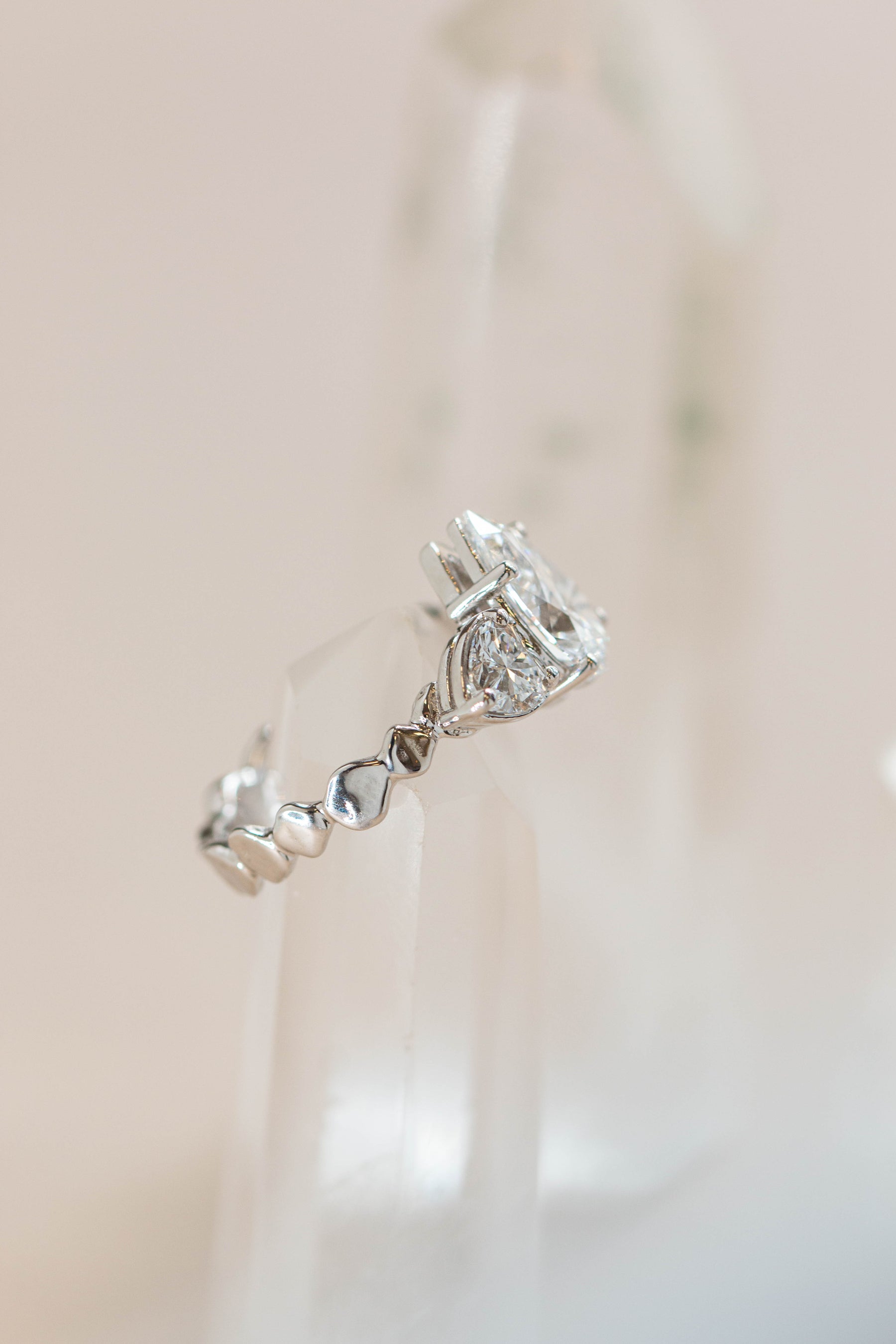 Custom Design ~ Coral Band with Pear & Heart Diamonds