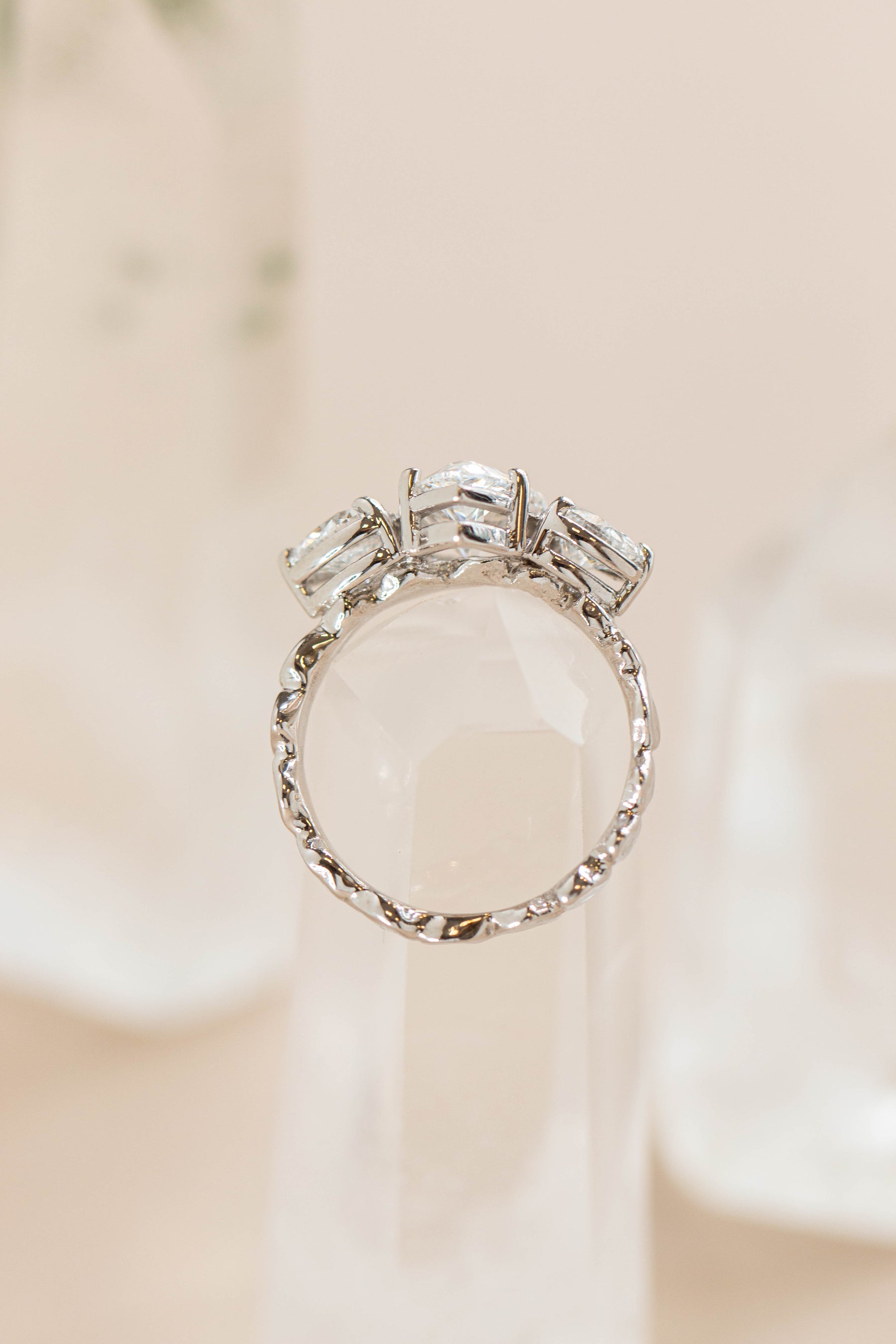 Custom Design ~ Coral Band with Pear & Heart Diamonds