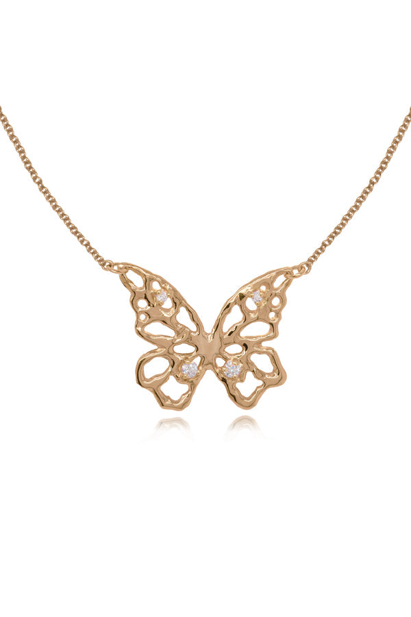 Butterfly ~ Medium Inline Diamond Necklace in Gold