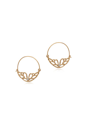 Butterfly ~ Small Hoop Diamond Earrings in Gold