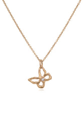 Butterfly ~ Tiny Butterfly Diamond Pendant in Gold