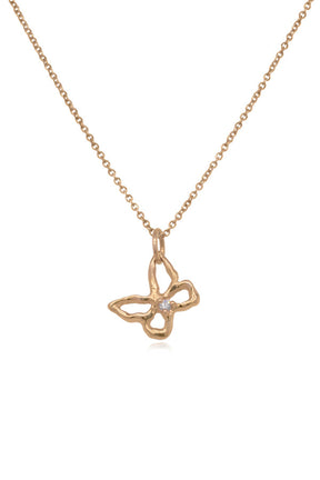 Butterfly ~ Tiny Butterfly Diamond Pendant in Gold