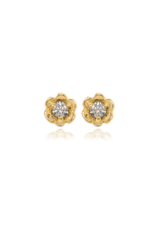 Barnacles ~ 2.5mm Gold Diamond Stud Earrings