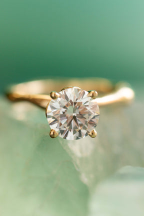 Custom Design ~ Round Cut Lab Grown Diamond Solitaire with Melt Band & Floral Setting
