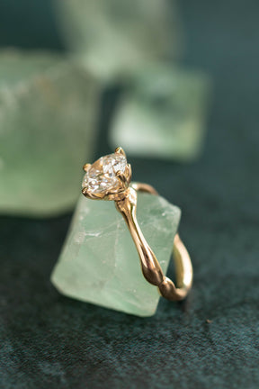 Custom Design ~ Round Cut Lab Grown Diamond Solitaire with Melt Band & Floral Setting