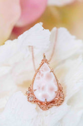Natrolite & Diamond Coral Ruffle Pendant