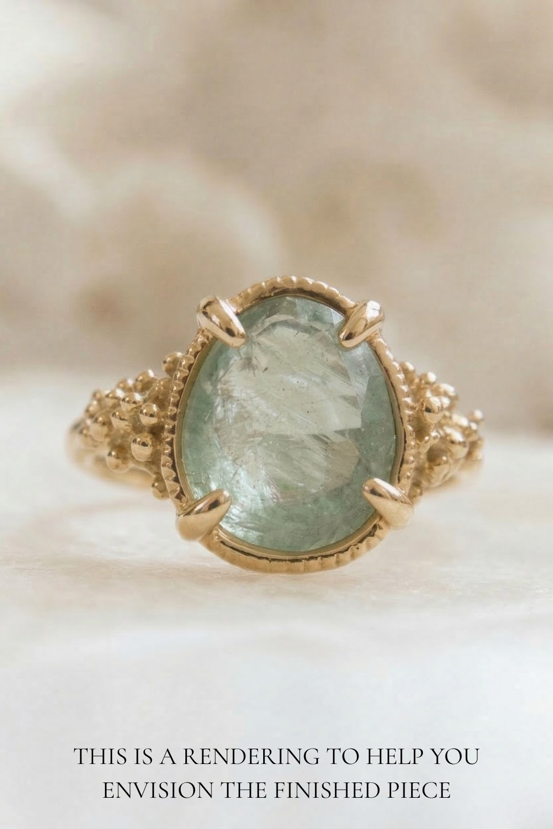 Moss Aquamarine Barnacle Cluster Ring