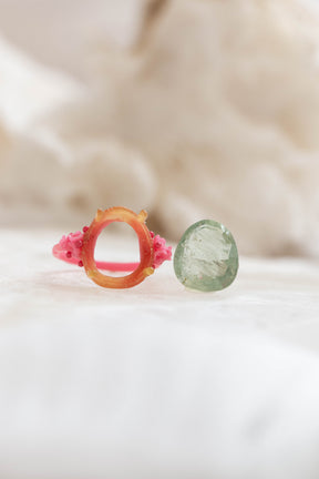 Moss Aquamarine Barnacle Cluster Ring