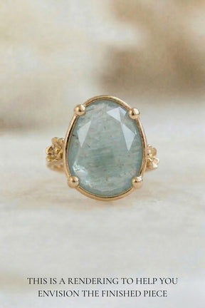 Moss Aquamarine Barnacle Ring