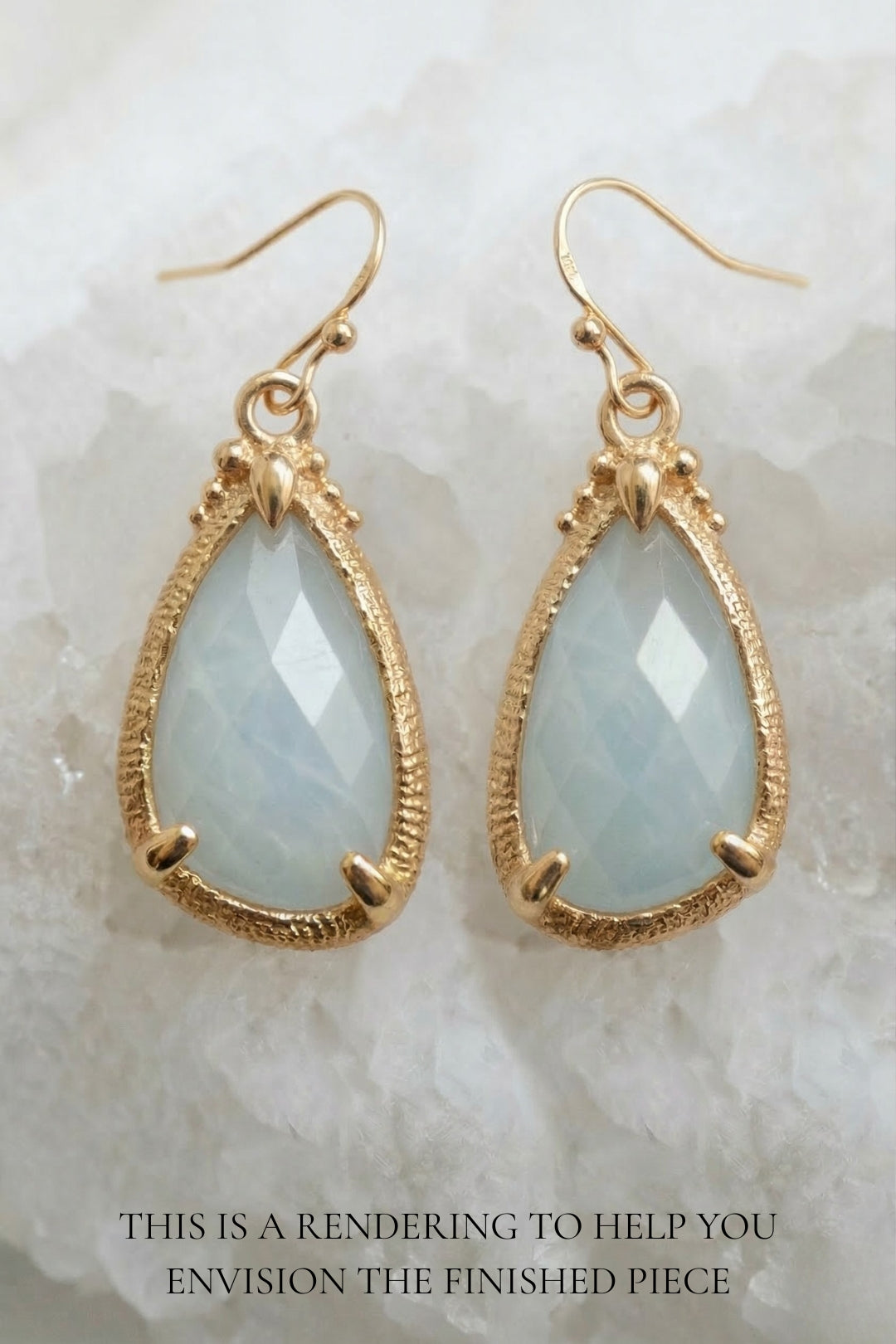 Aquamarine Caviar Dangle Earrings