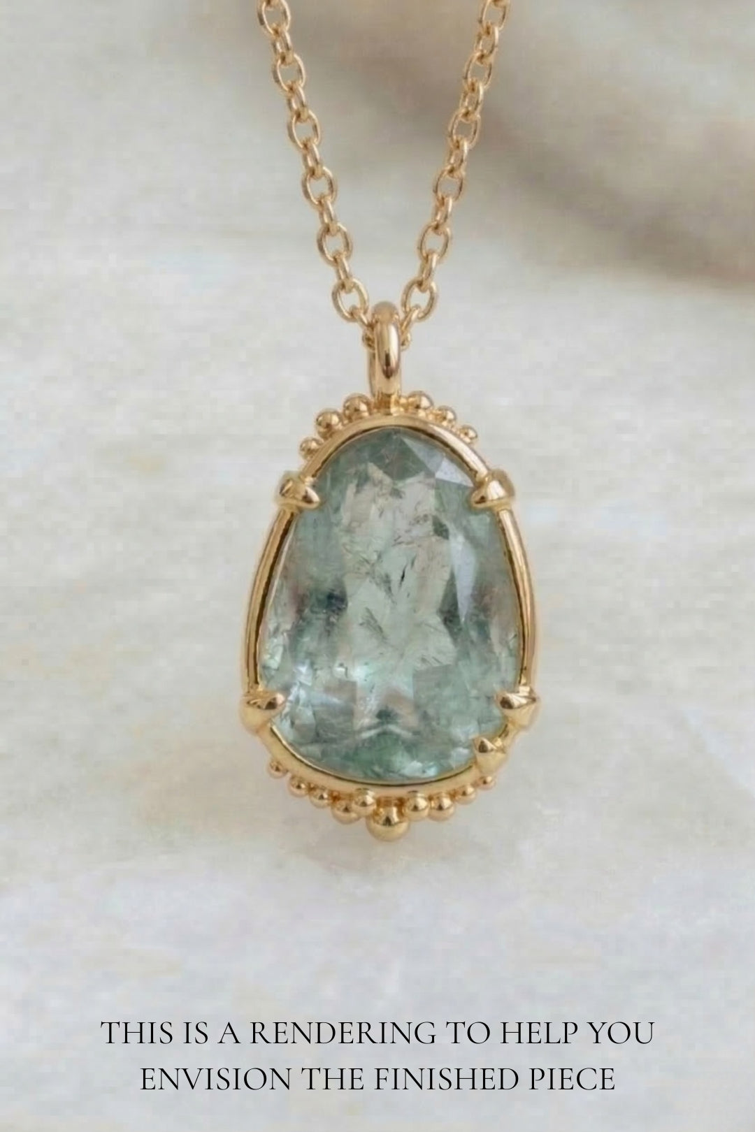 Moss Aquamarine Large Caviar Pendant
