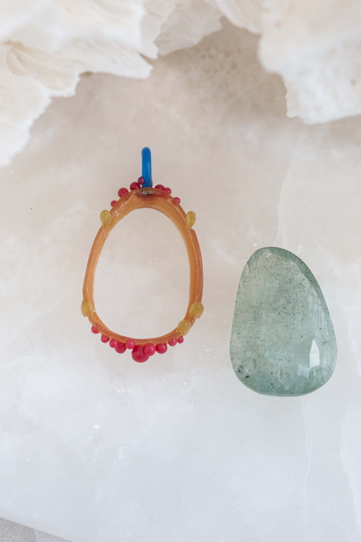 Moss Aquamarine Large Caviar Pendant