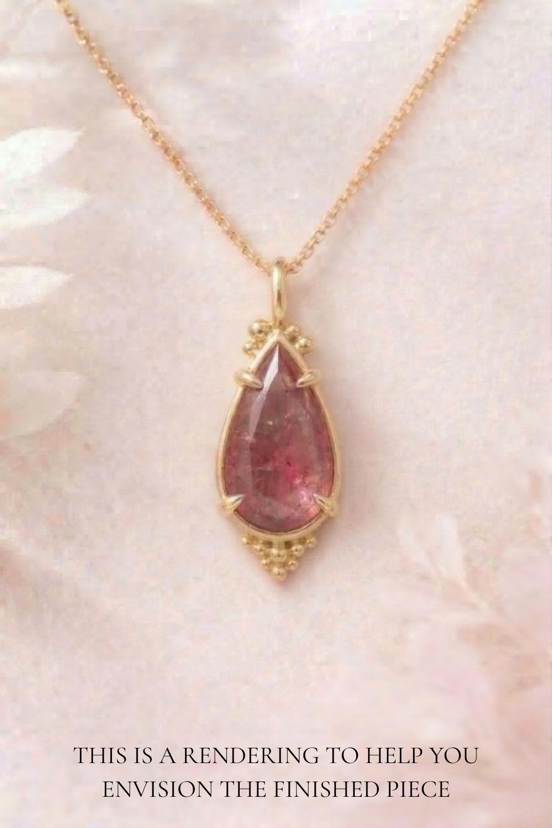 Pink Tourmaline Caviar Pendant