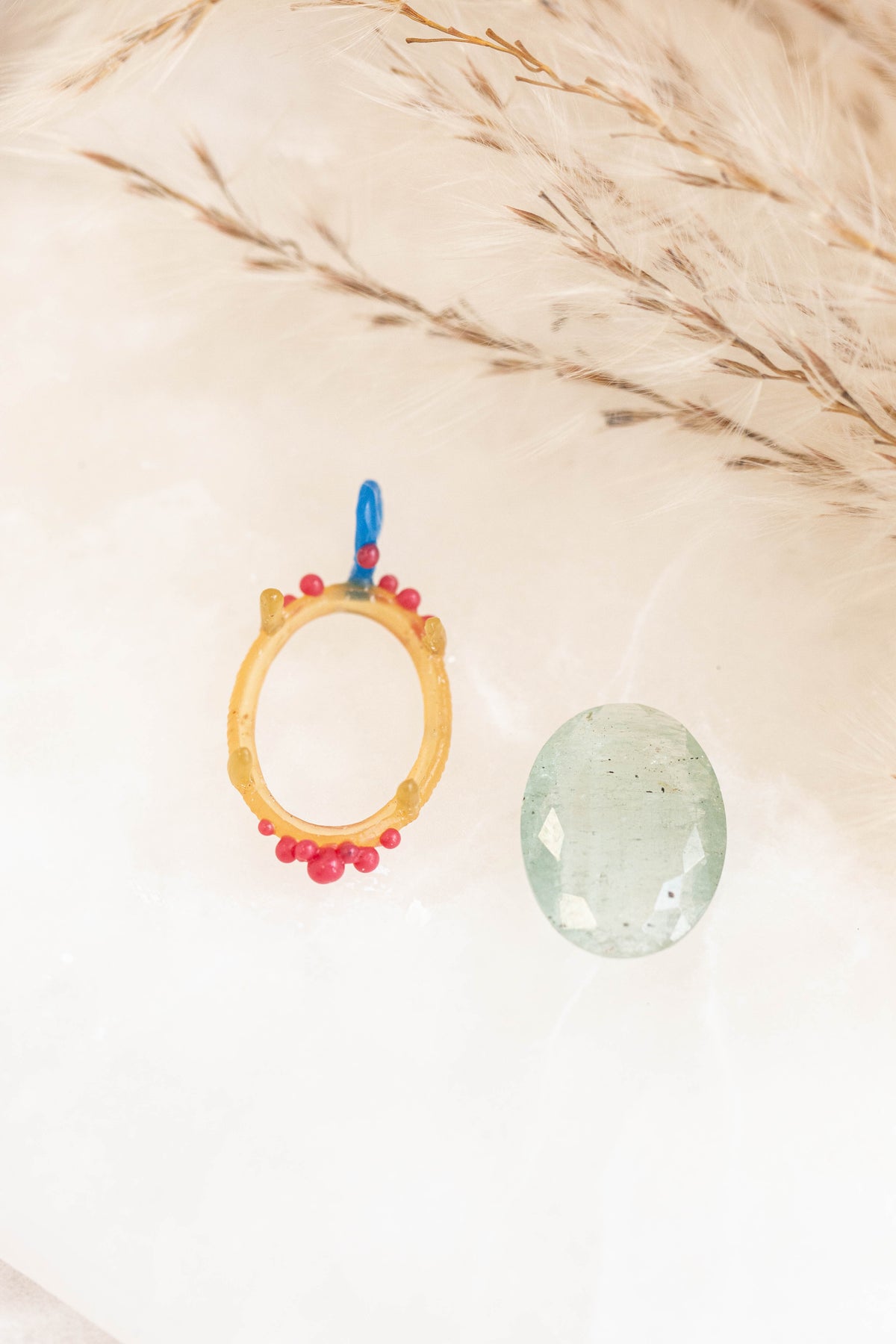 Moss Aquamarine Small Caviar Pendant