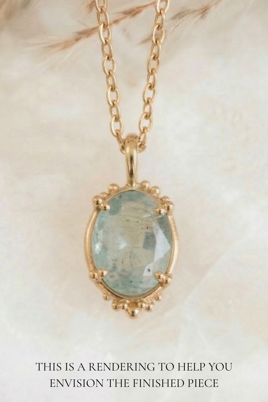 Moss Aquamarine Small Caviar Pendant